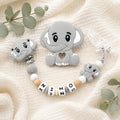 Attache sucette personnalisée éléphant pastel – silicone – photo principale