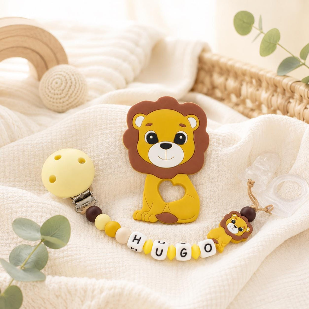 Attache sucette personnalisée lion – silicone – vue 3