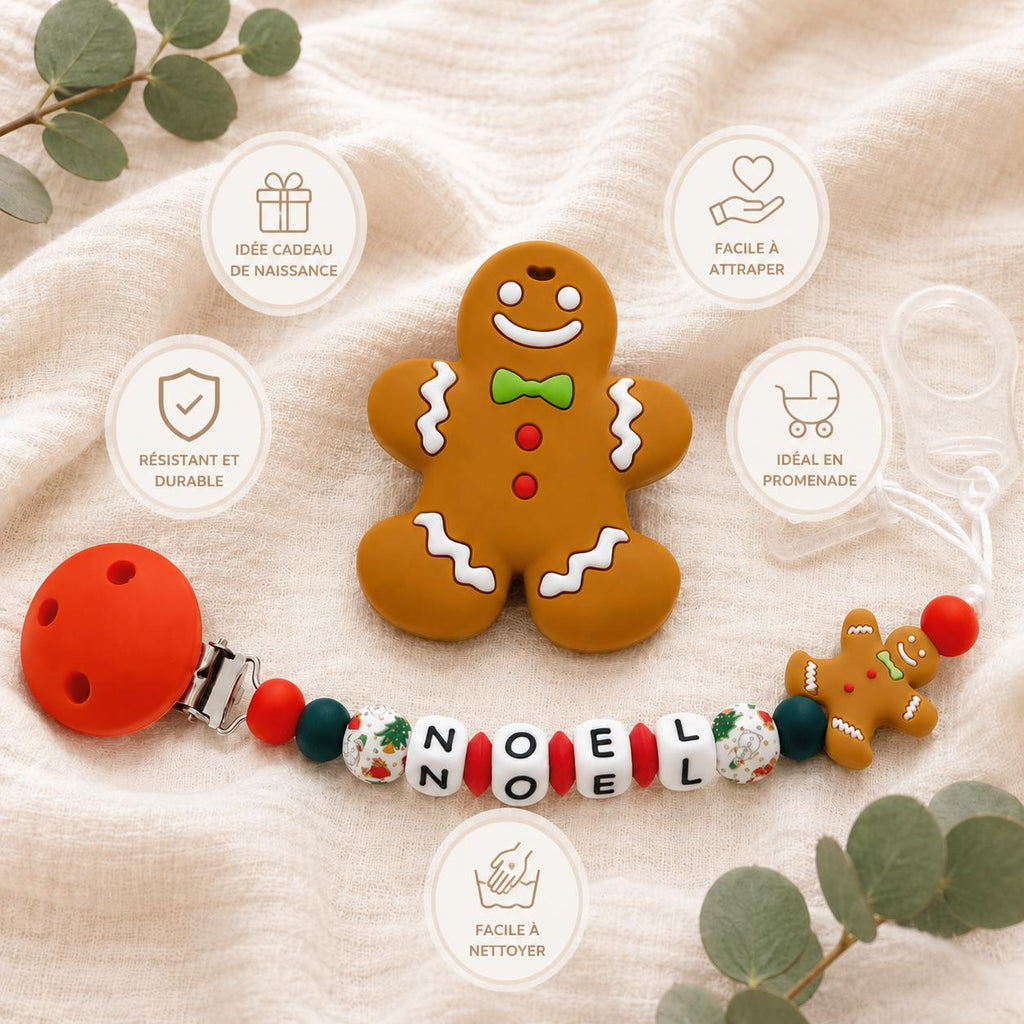 Attache sucette personnalisée Noël – silicone – vue 5