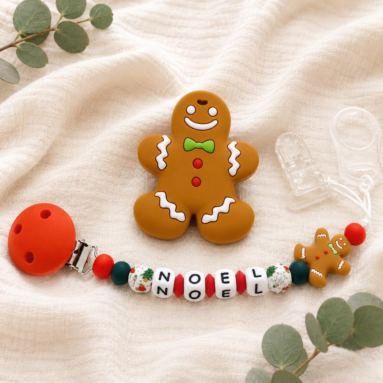 Attache sucette personnalisée Noël – silicone – photo principale