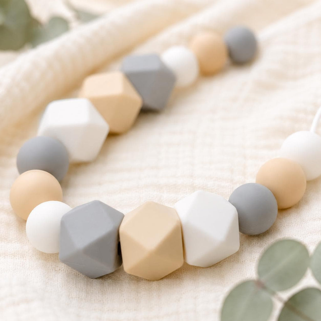 Collier d’allaitement Léa – gris, blanc et pêche – vue 4