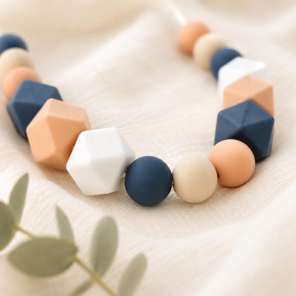Collier d’allaitement Léa – gris, blanc et pêche – vue 3