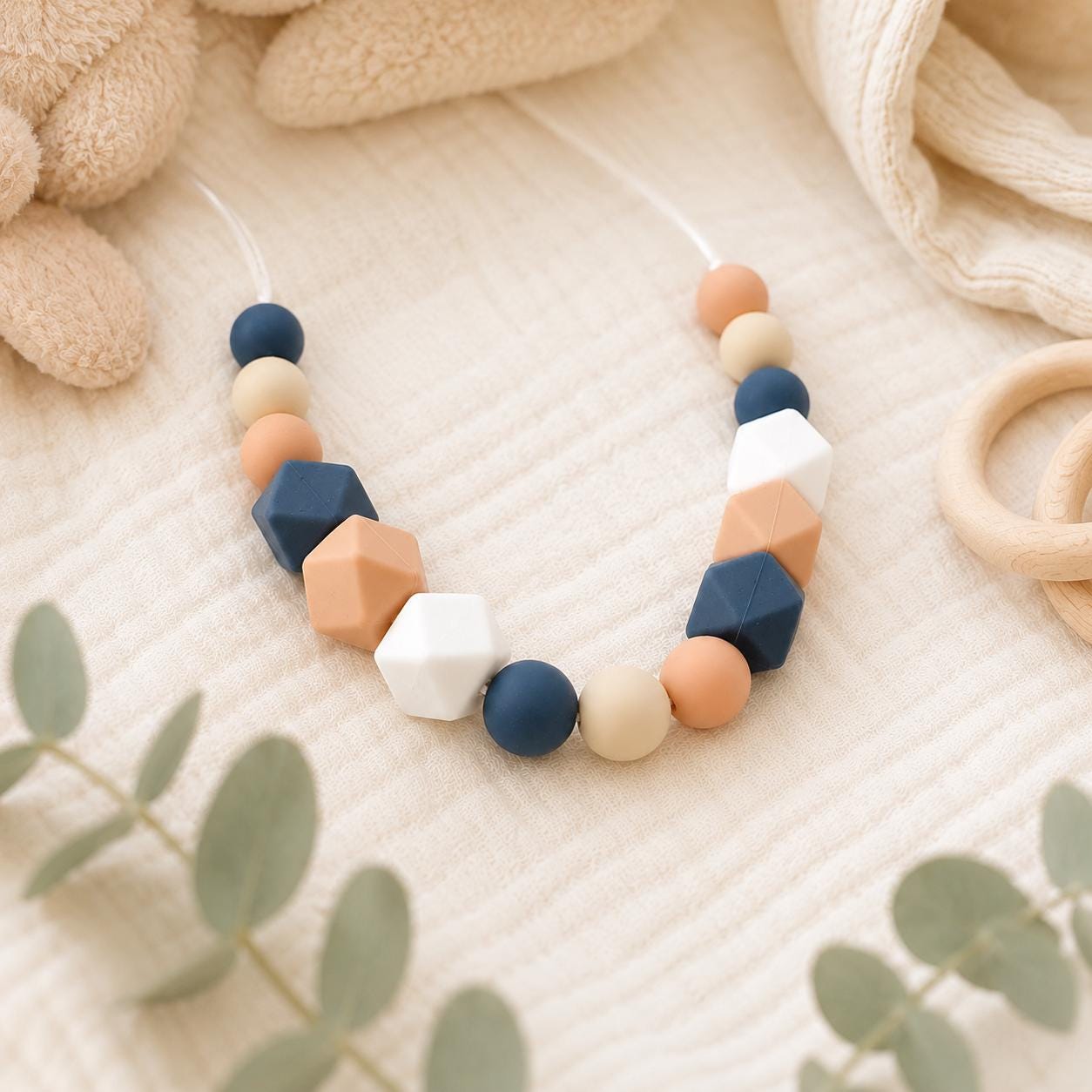 Collier d’allaitement Léa – gris, blanc et pêche – vue 5
