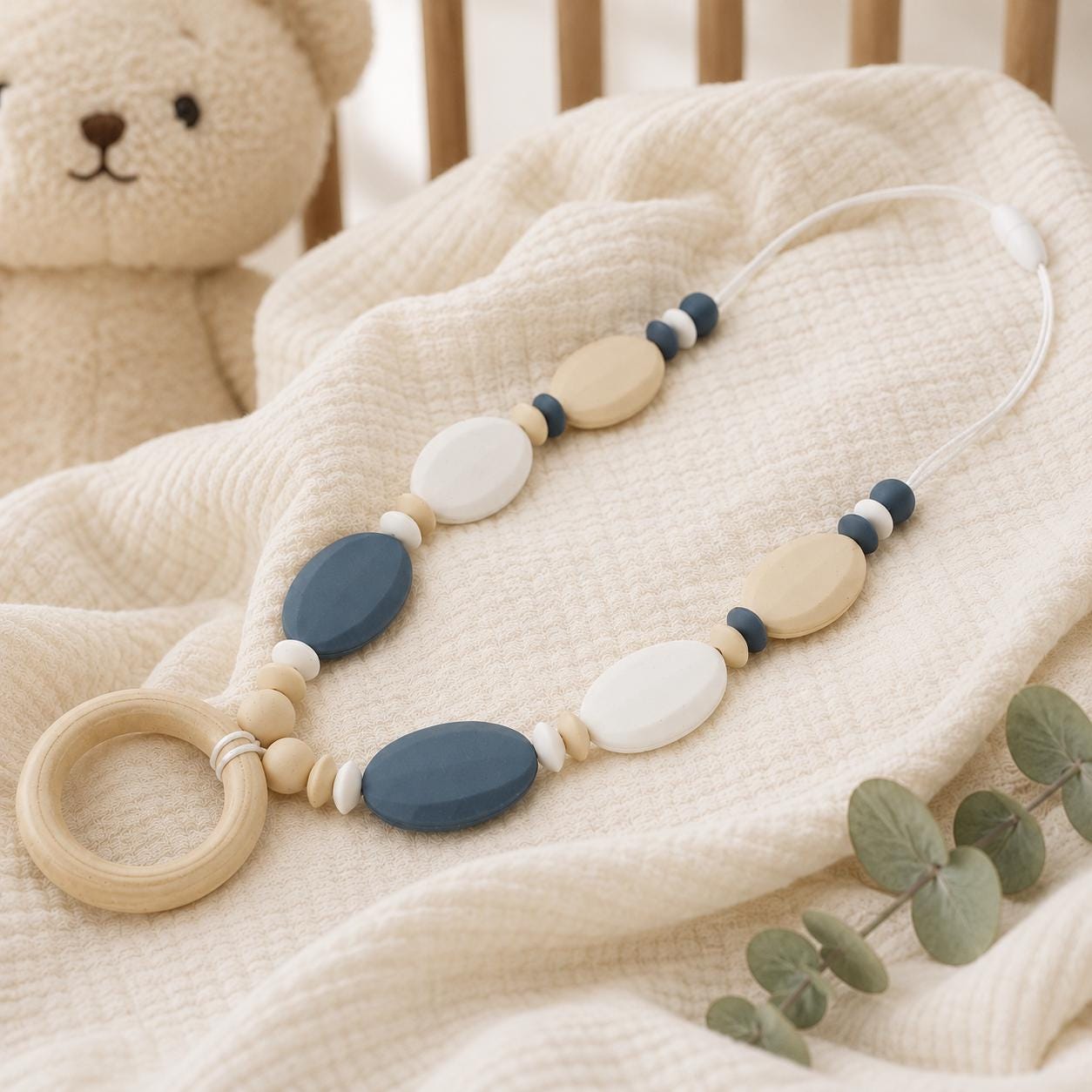 Collier d’allaitement Emma – silicone et bois – vue 3