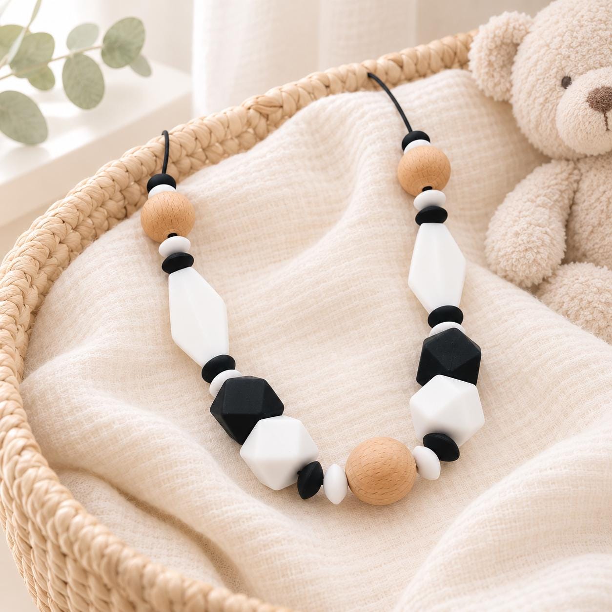 Collier d’allaitement Luna – silicone et bois – vue 3