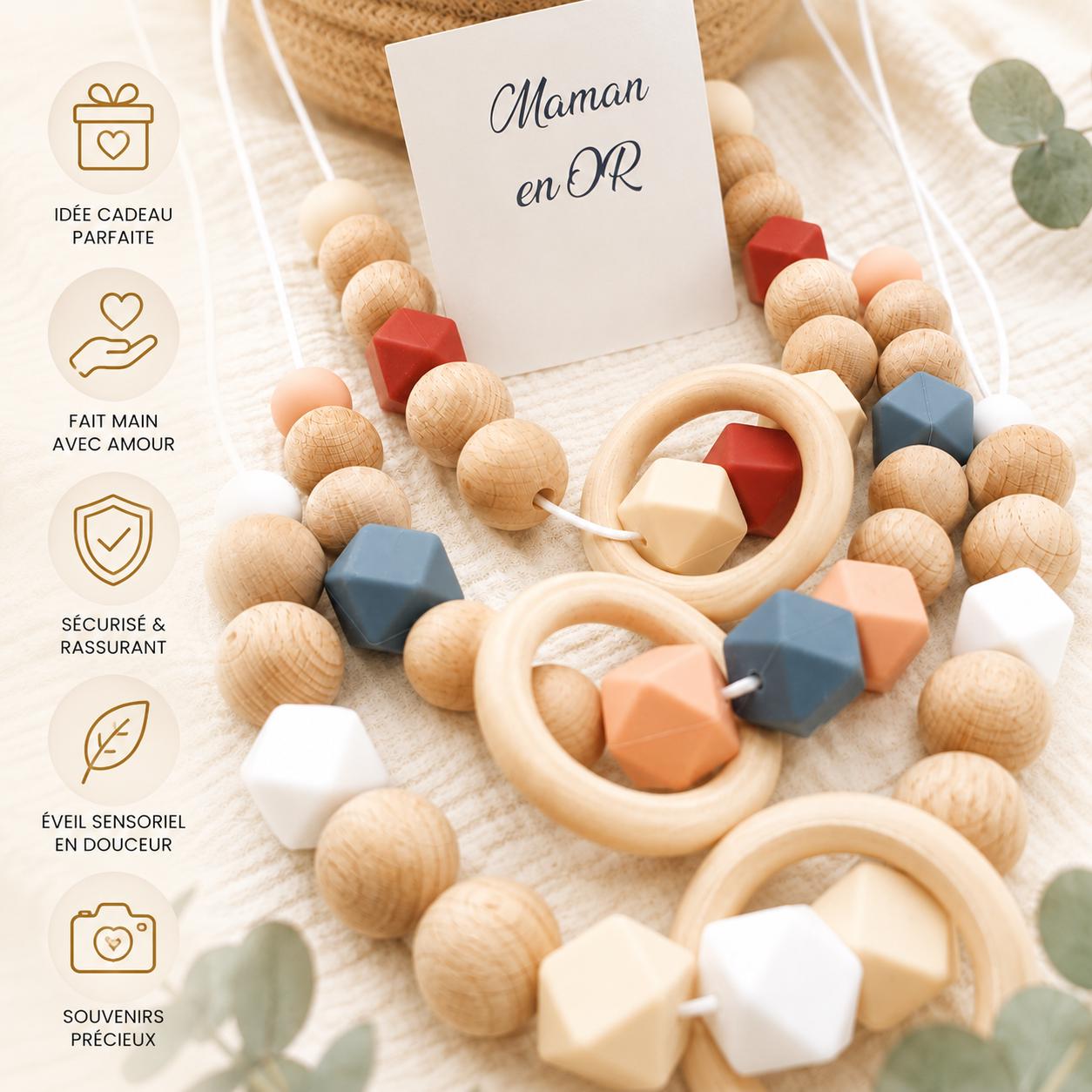 Collier d’allaitement Lola – silicone et bois – vue 4