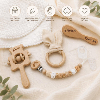 Coffret naissance lapin beige personnalisé – 5 pièces – vue 5