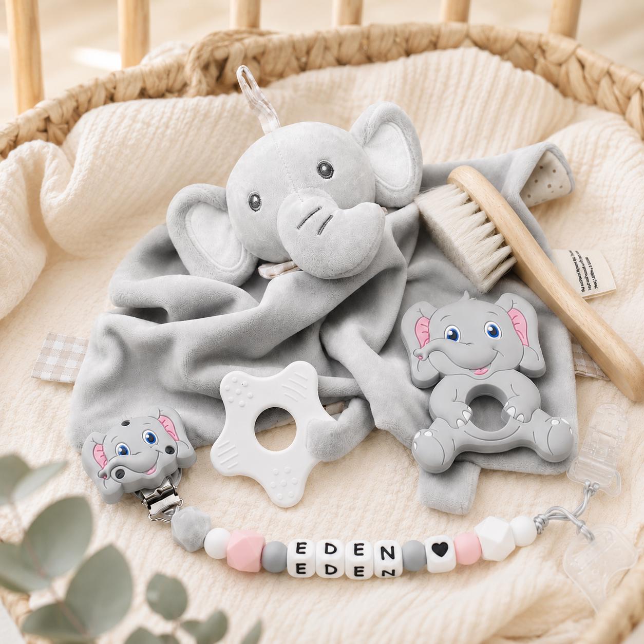 Coffret naissance personnalisé éléphant – 4 pièces – vue 2