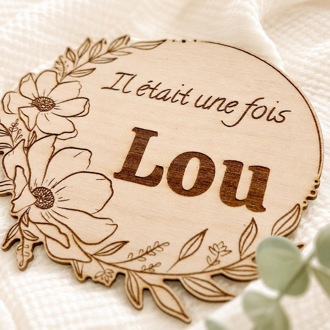 Carte naissance personnalisée en bois – prénom et message – vue 3
