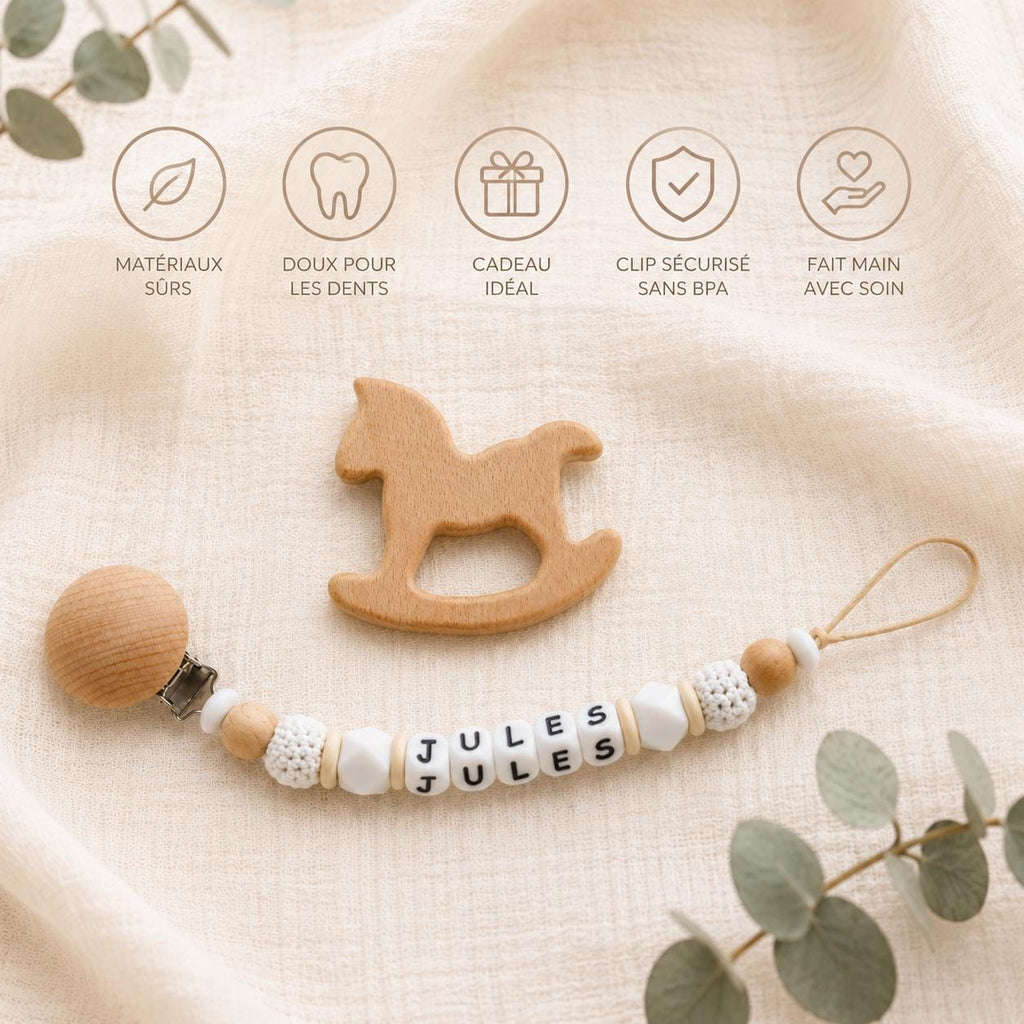 Attache sucette personnalisée cheval – silicone – vue 5