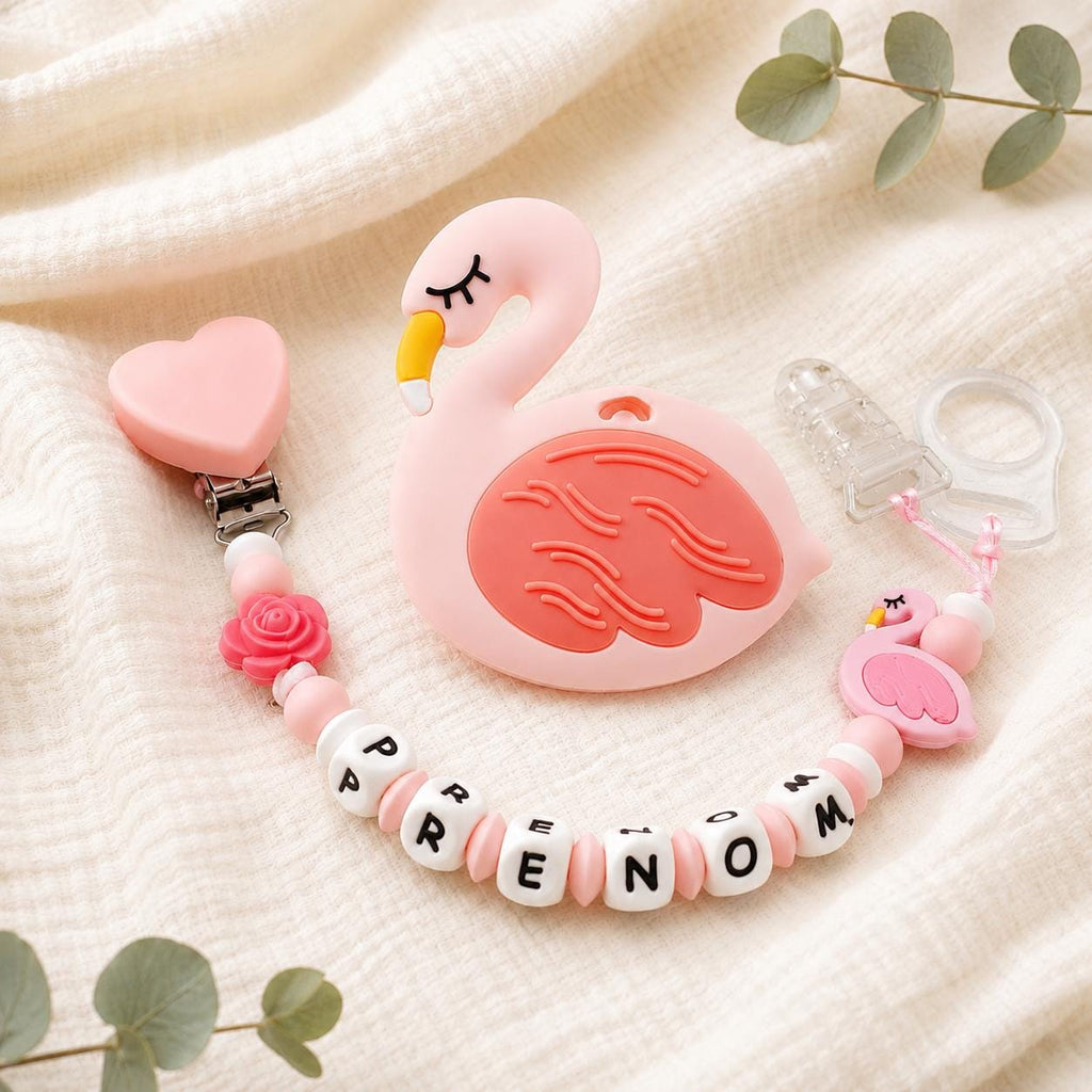 Attache sucette personnalisée cygne – silicone – photo principale