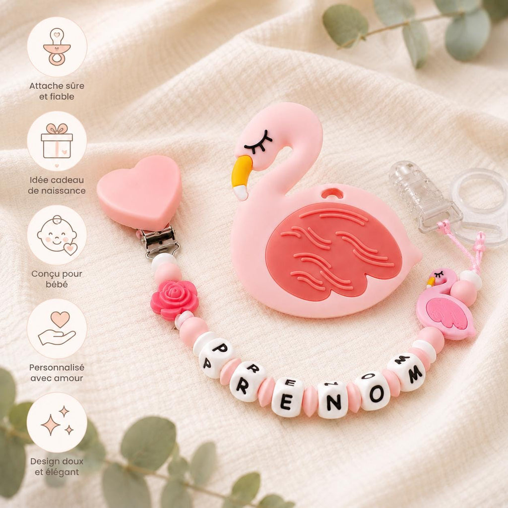Attache sucette personnalisée cygne – silicone – vue 5
