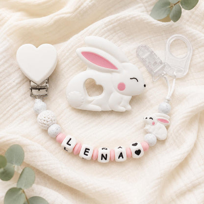 Attache sucette personnalisée lapin – silicone – photo principale