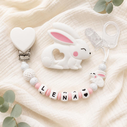 Attache sucette personnalisée lapin – silicone – photo principale