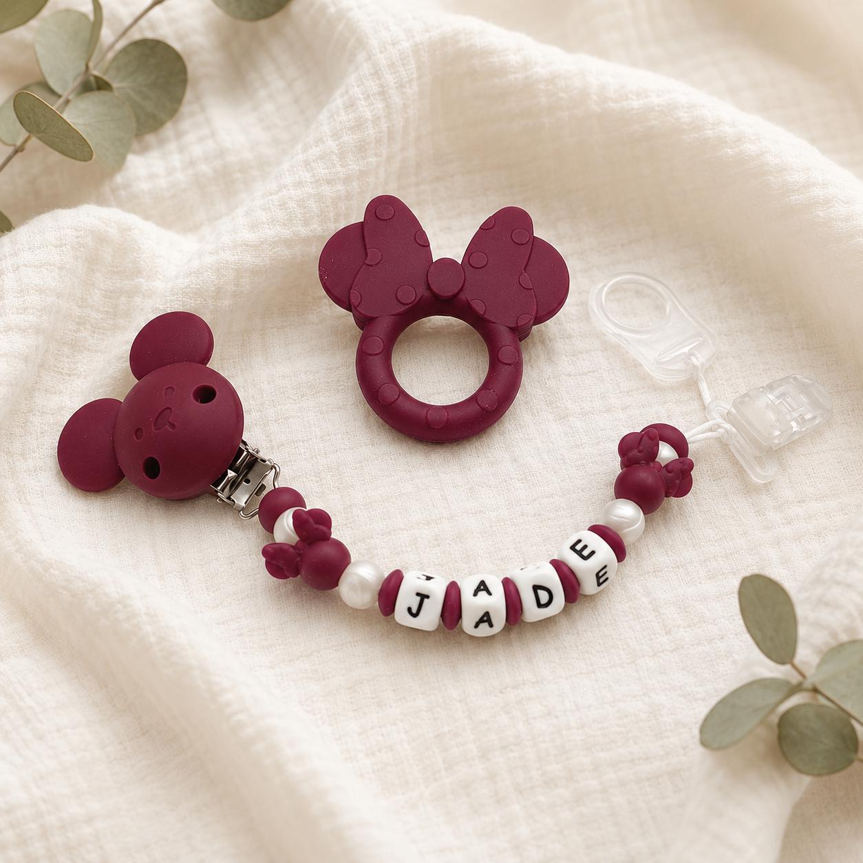 Attache sucette personnalisée Minnie – silicone – vue 3
