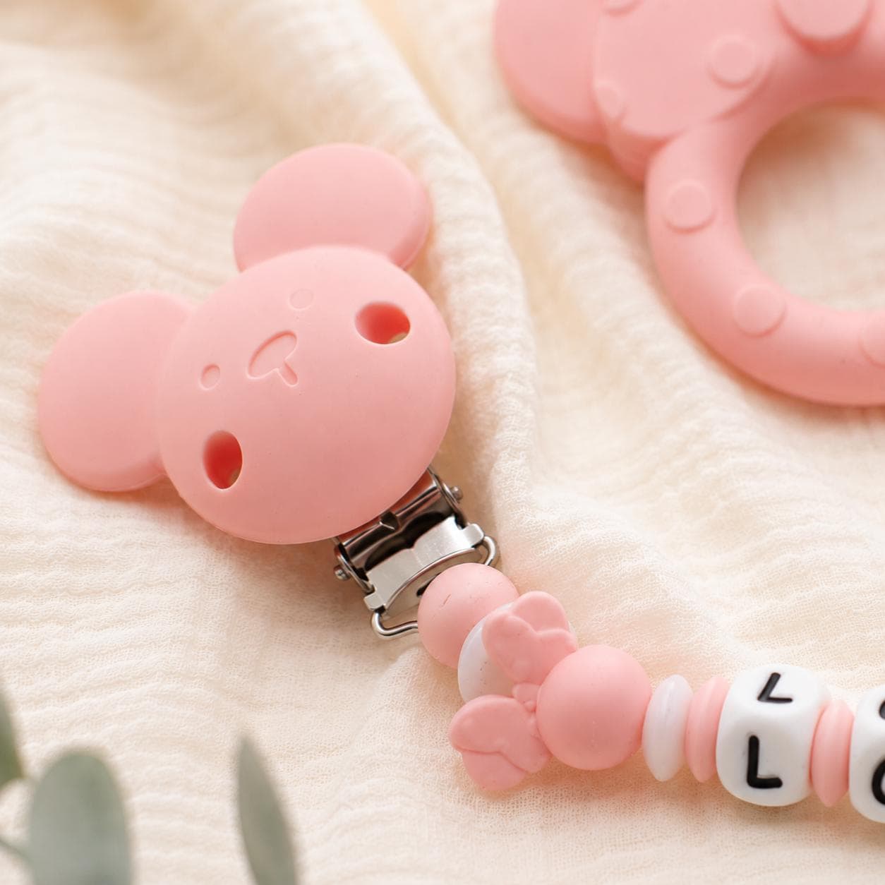 Attache sucette personnalisée Minnie – silicone – vue 10