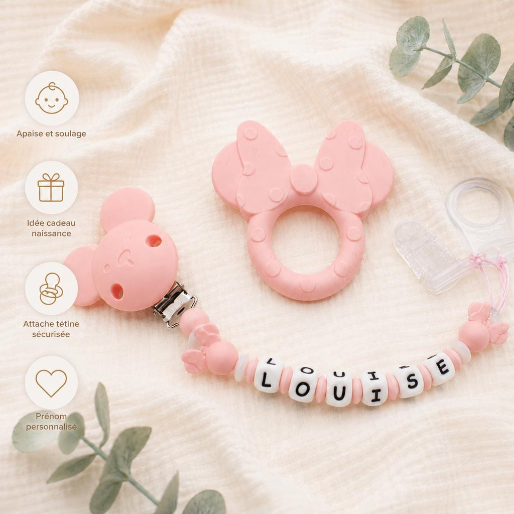 Attache sucette personnalisée Minnie – silicone – vue 9