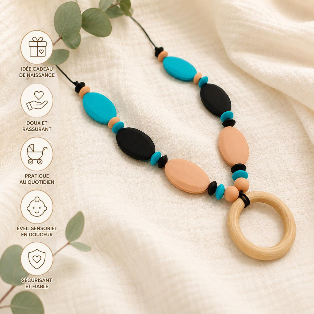 Collier d’allaitement Emma – silicone et bois – vue 8