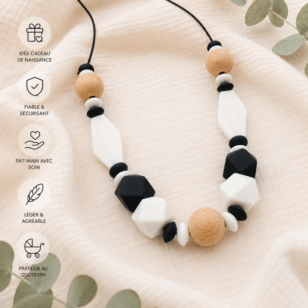 Collier d’allaitement Luna – silicone et bois – vue 4