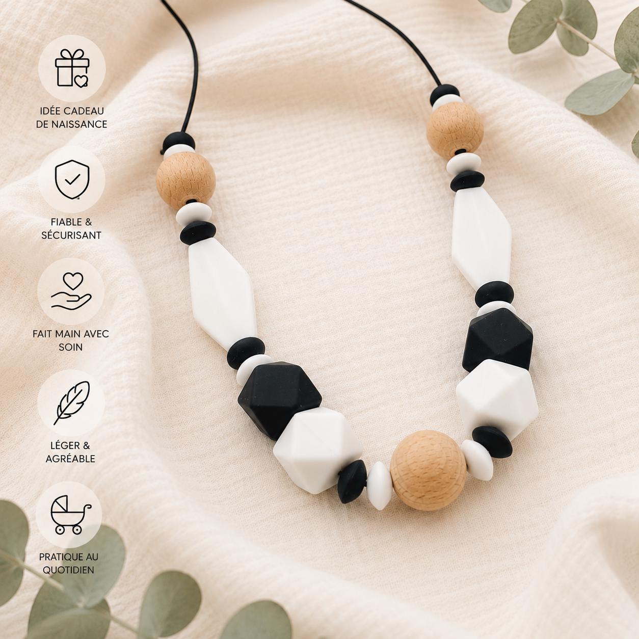 Collier d’allaitement Luna – silicone et bois – vue 4