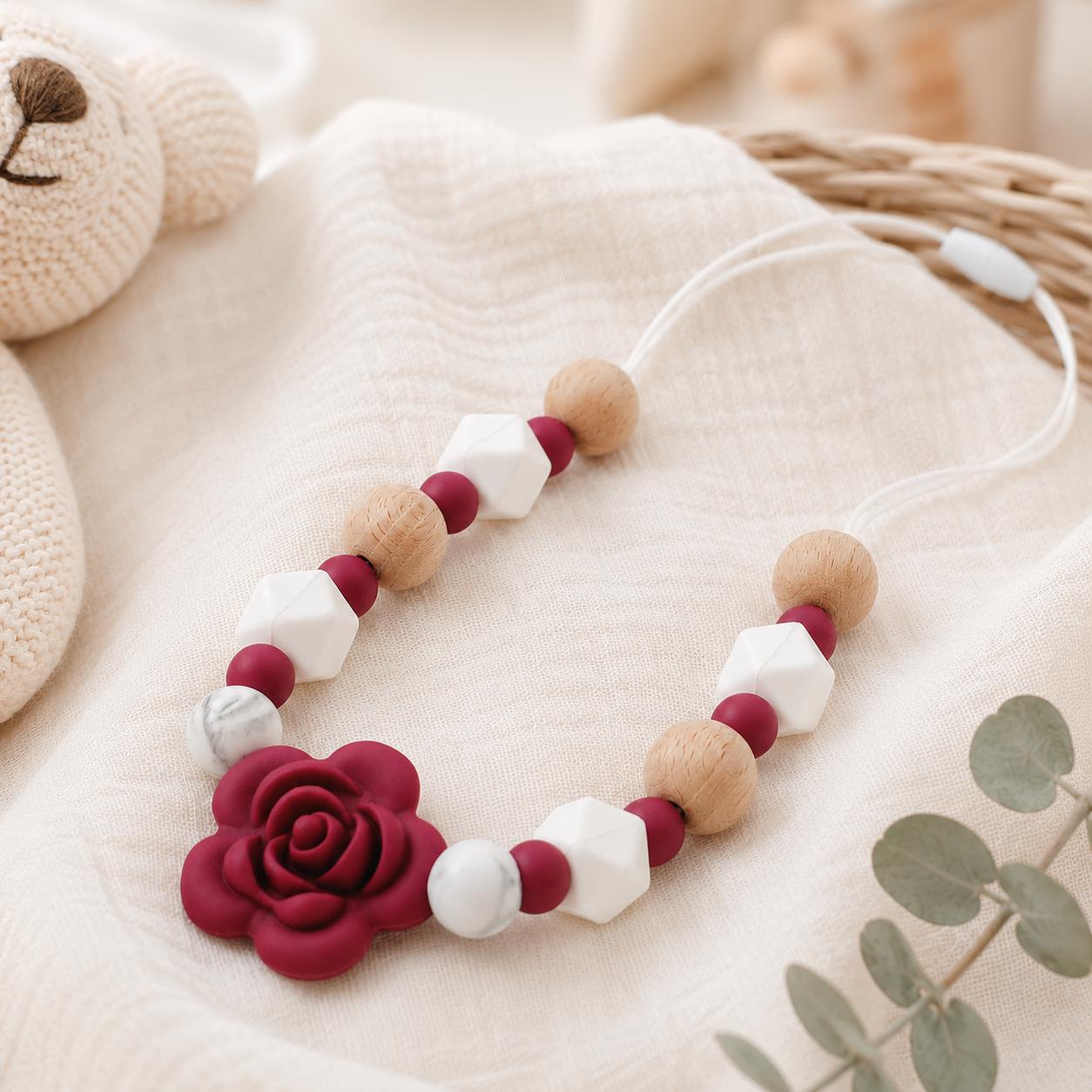 Collier d’allaitement Stella – silicone et bois – vue 3