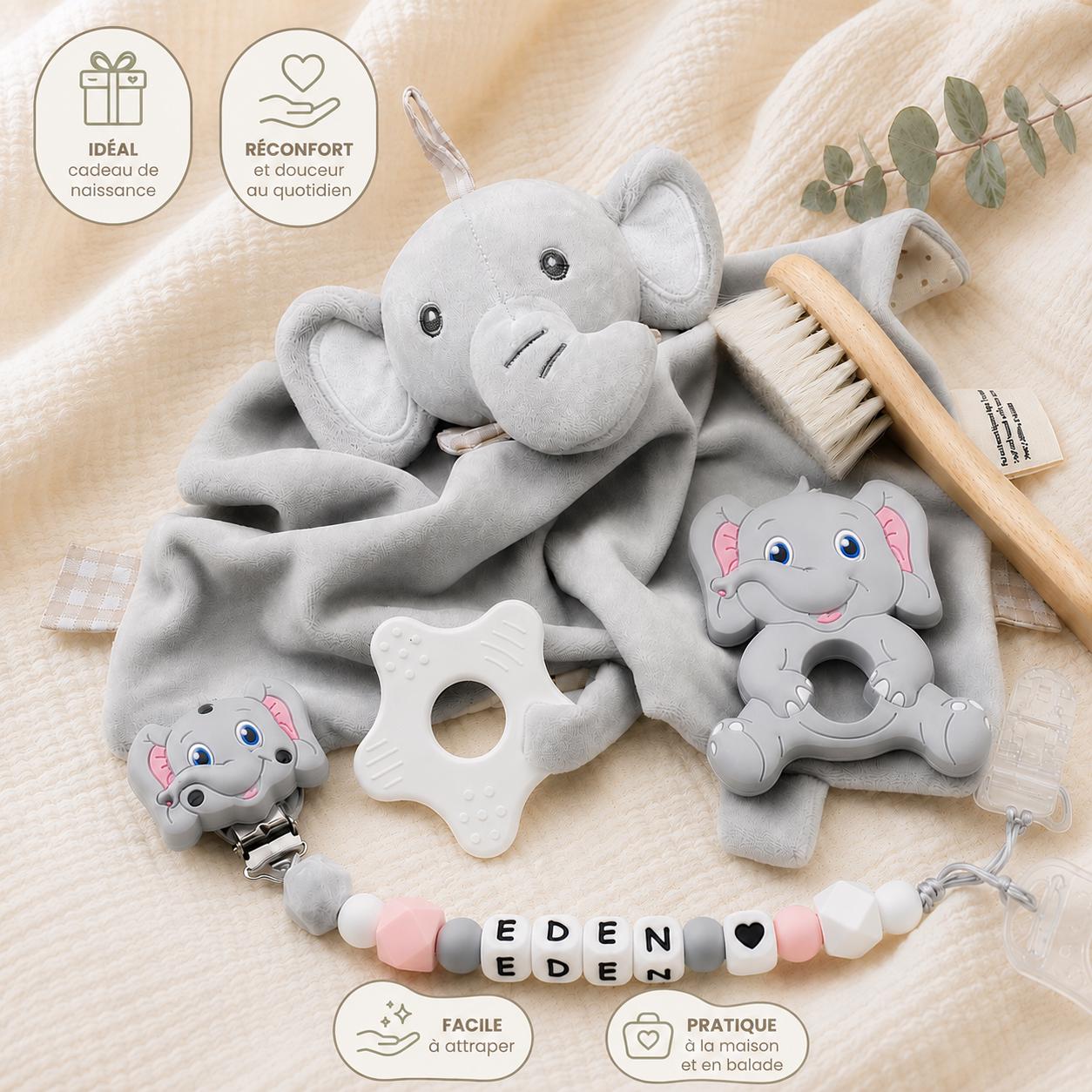 Coffret naissance personnalisé éléphant – 4 pièces – vue 5