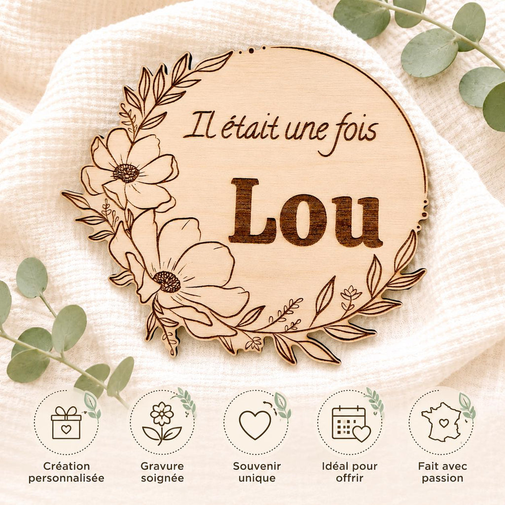 Carte naissance personnalisée en bois – prénom et message – vue 5