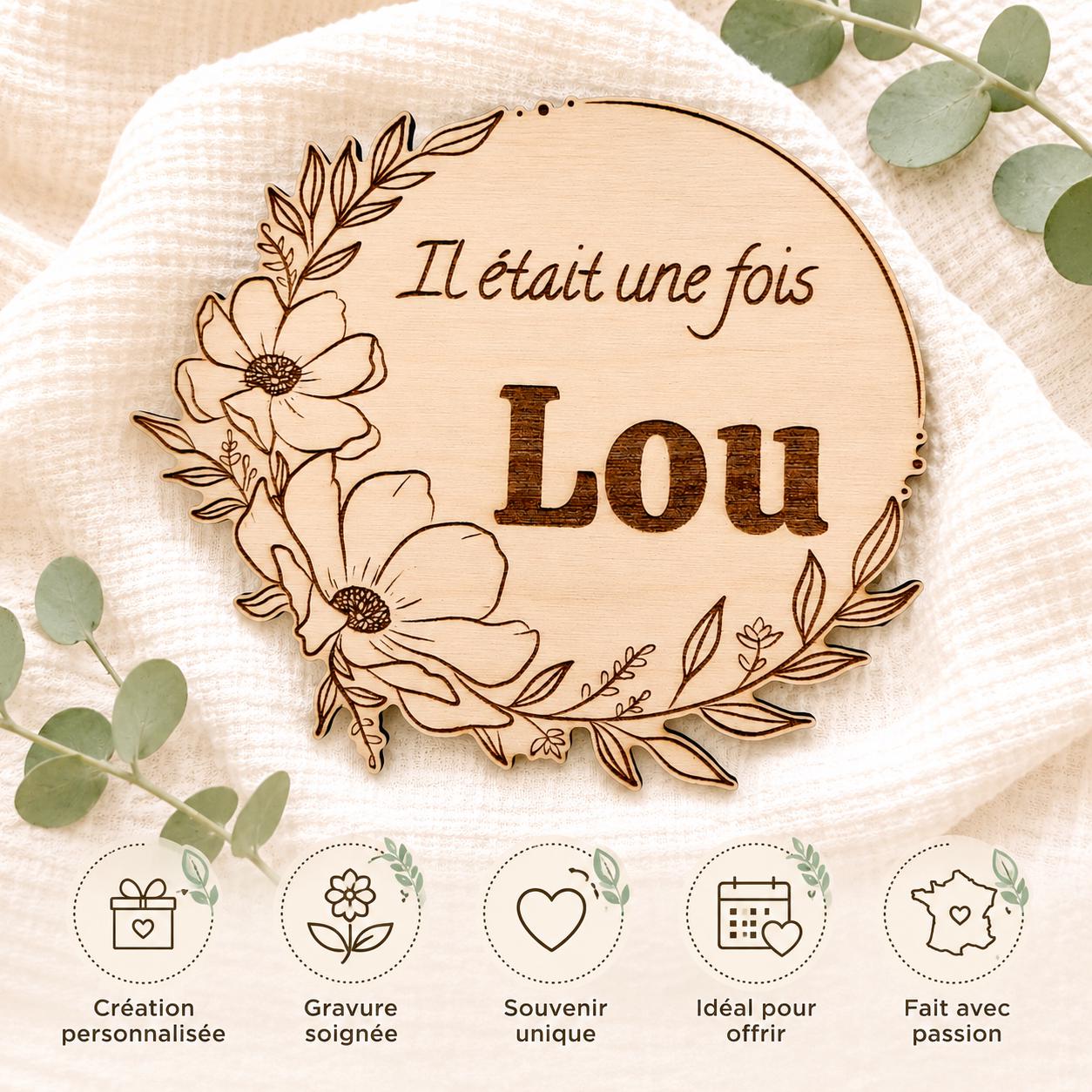 Carte naissance personnalisée en bois – prénom et message – vue 5
