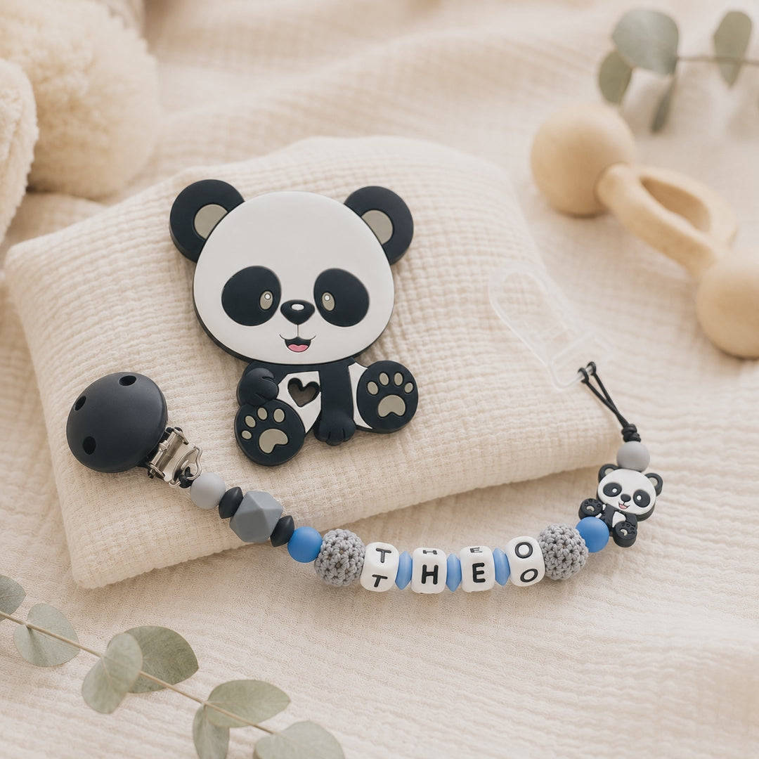 Attache sucette personnalisée Panda – silicone