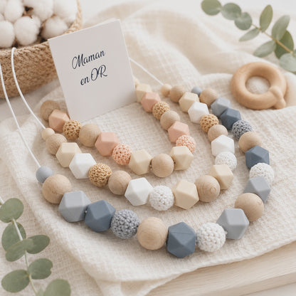 Collier d’allaitement Alba – silicone & bois