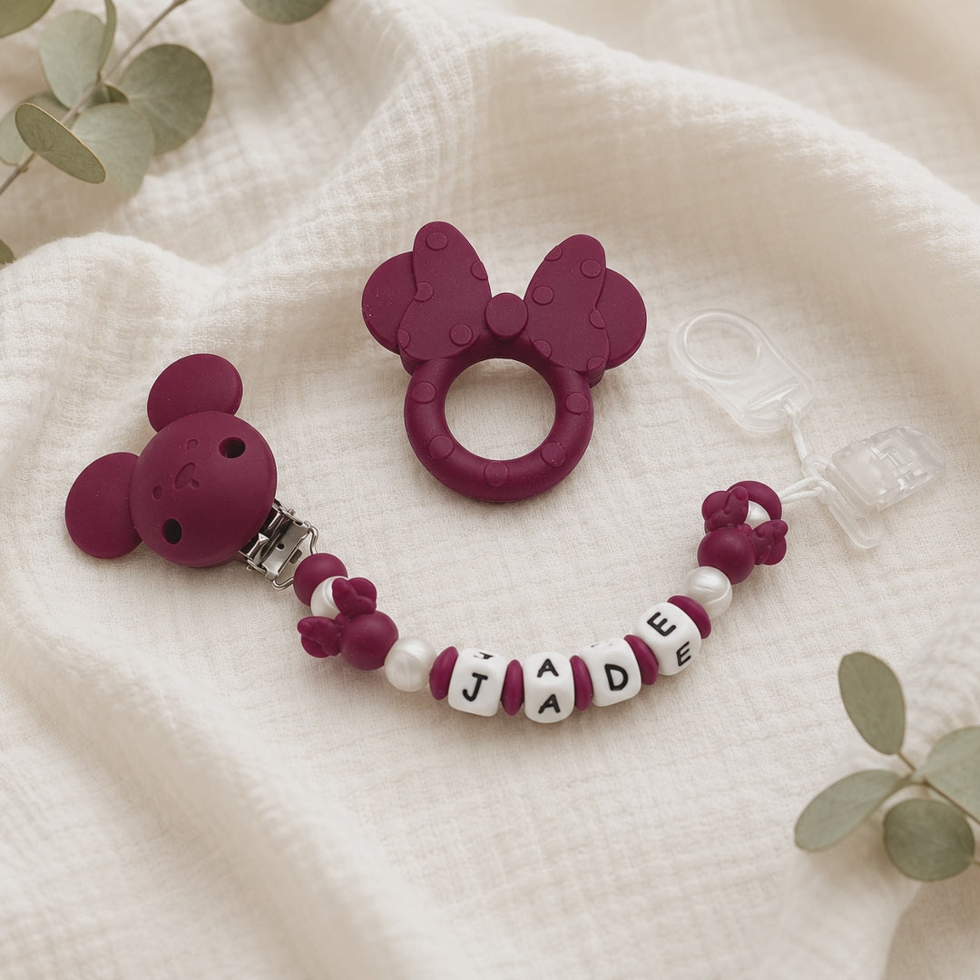 Attache sucette personnalisée Minnie – silicone