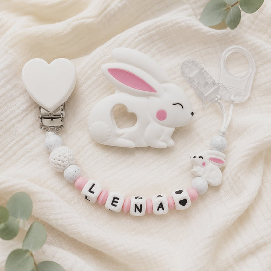 Attache sucette personnalisée lapin – silicone