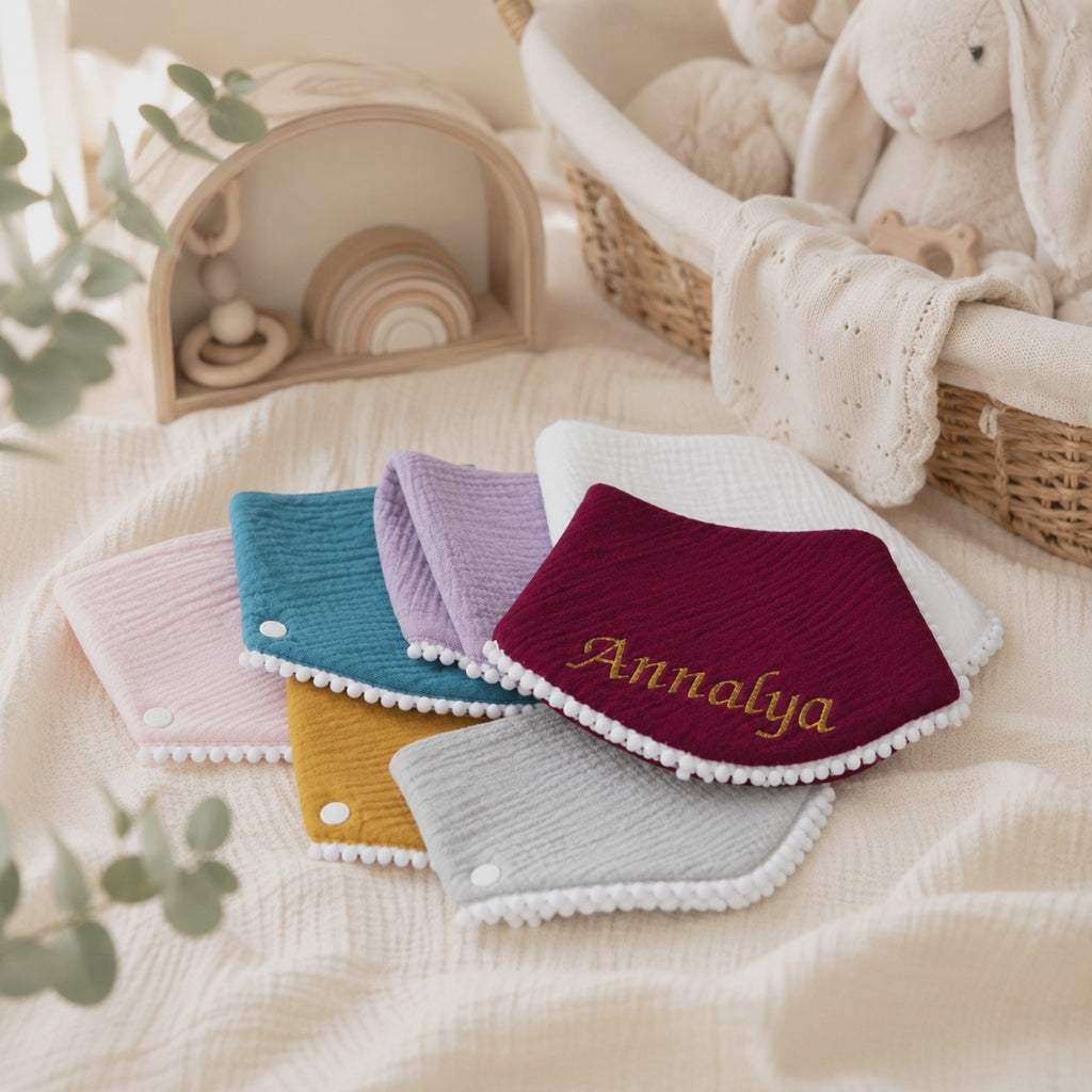 Bavoir bébé personnalisé en double gaze de coton