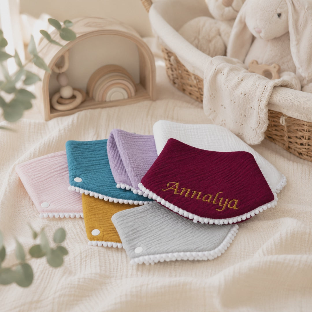 Bavoir bébé personnalisé en double gaze de coton