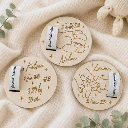Carte porte-bracelet de naissance personnalisée