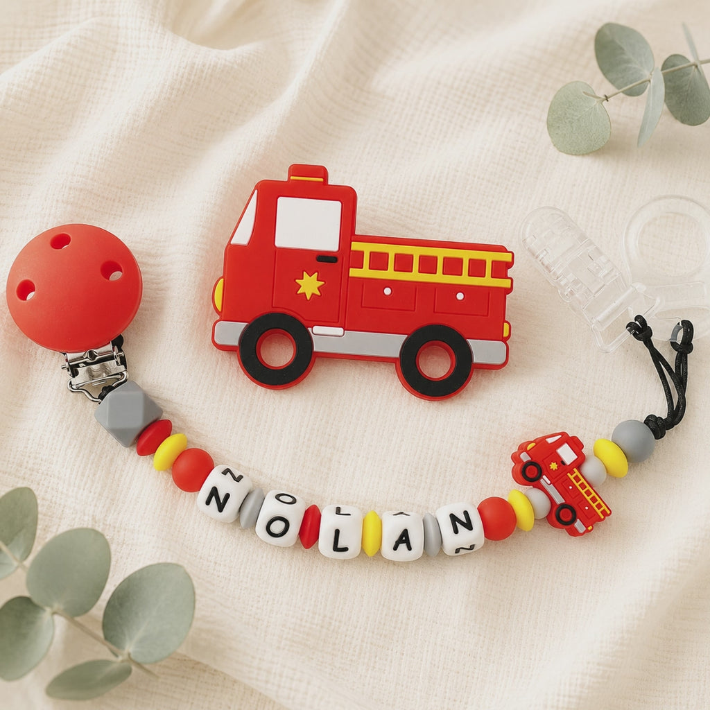 Attache sucette personnalisée Pompiers – silicone