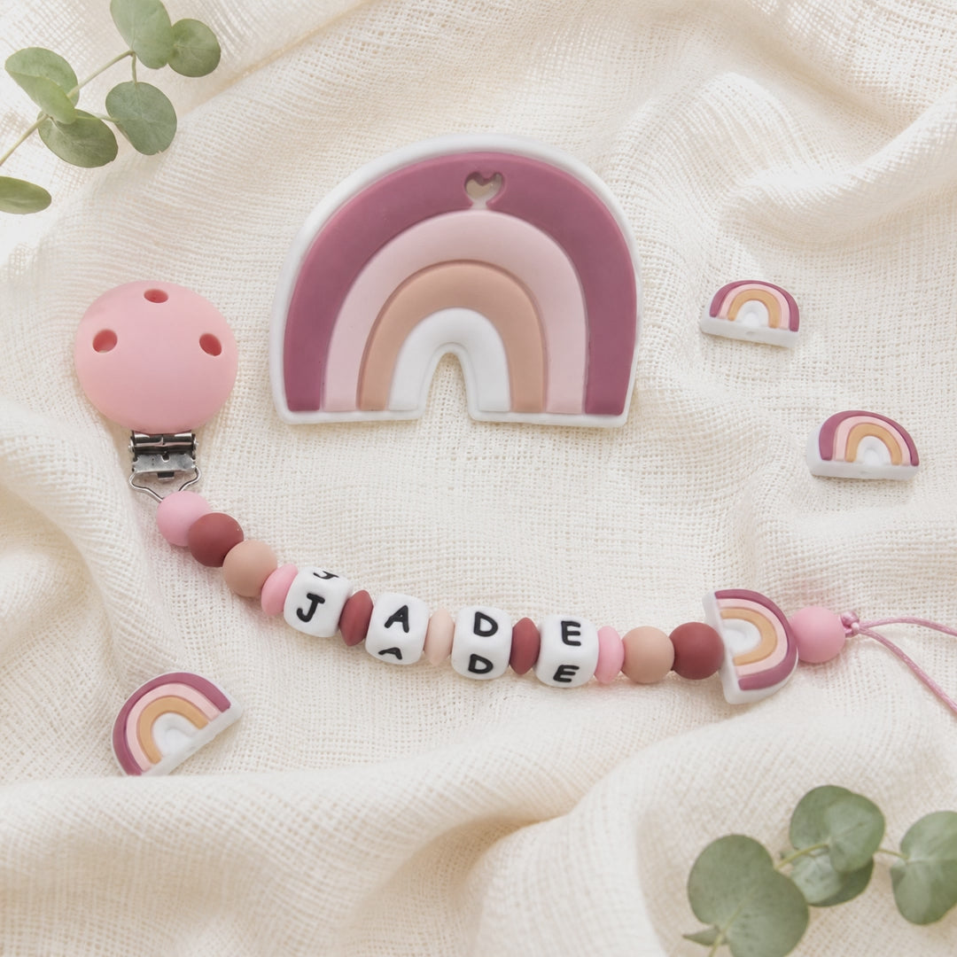 Attache sucette personnalisée Arc en ciel – silicone