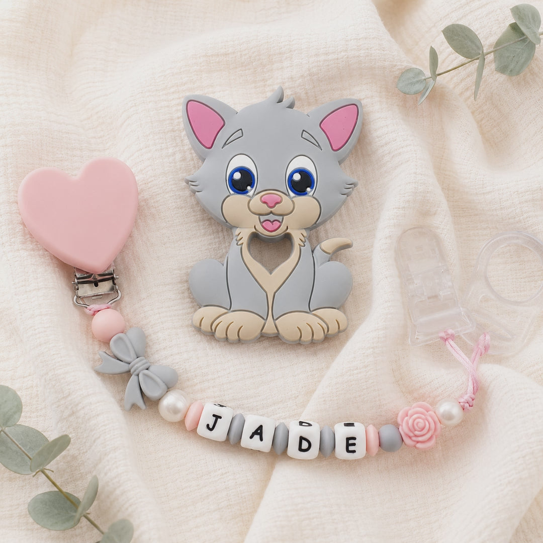 Attache sucette personnalisée Chat– Silicone