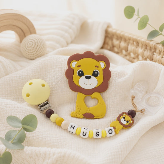 Attache sucette personnalisée lion – silicone