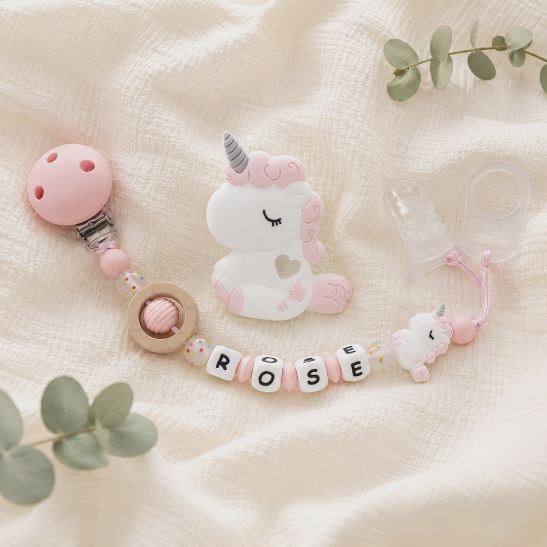 Attache sucette personnalisée Licorne – silicone