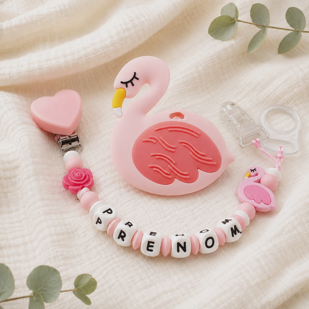 Attache sucette personnalisée cygne – silicone