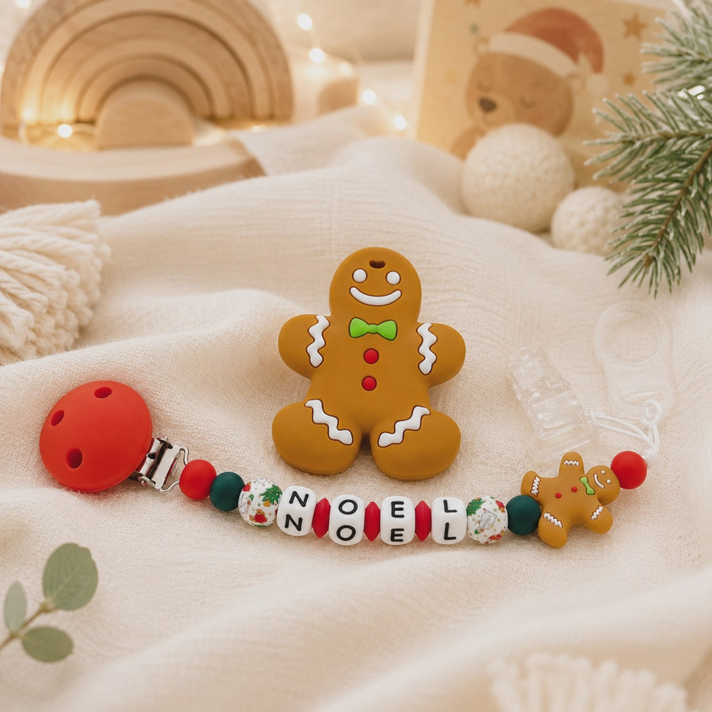Attache sucette personnalisée Noël – silicone